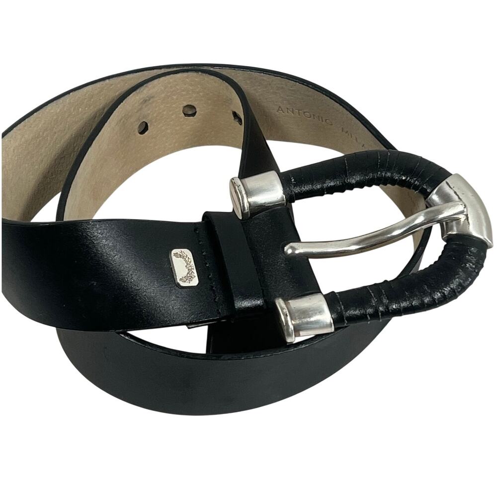 Antonio Melani Black Leather Belt Metal Leather Horseshoe Buckle Women's Medium